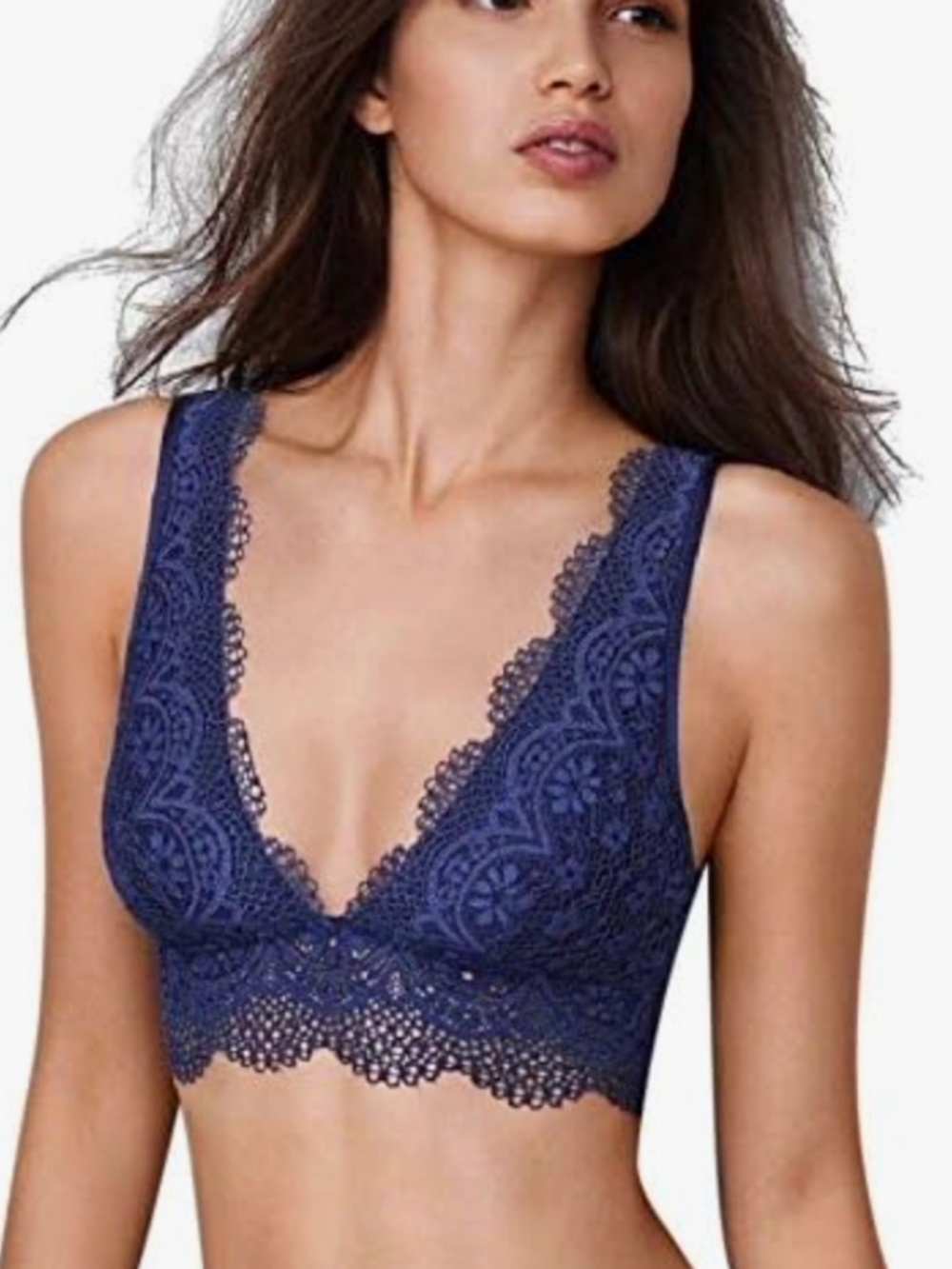 Victoria’s Secret Crochet Lace Bralette XS Navy Blue Unlined